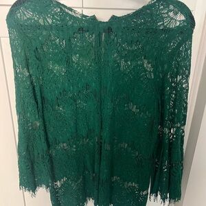 Lace Green Sheer Blouse - size L